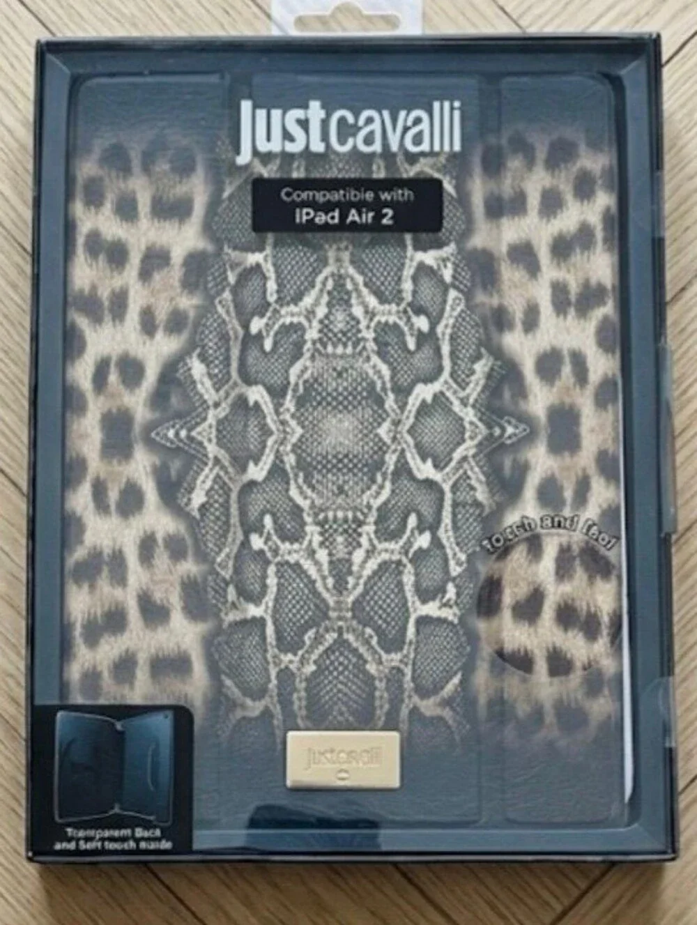 NIB, Just Cavalli Brown Leopard & Snake Pattern iPad Air 2 Case